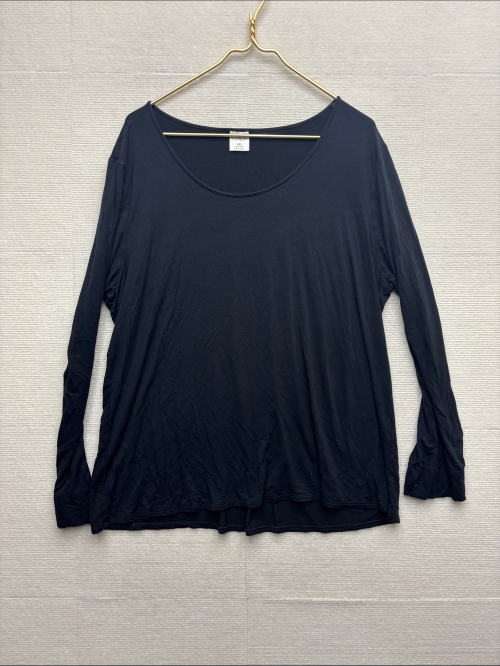 Soma | XXL Classic Black Long-Sleeve Scoop Neck Top pajama sleep shirt